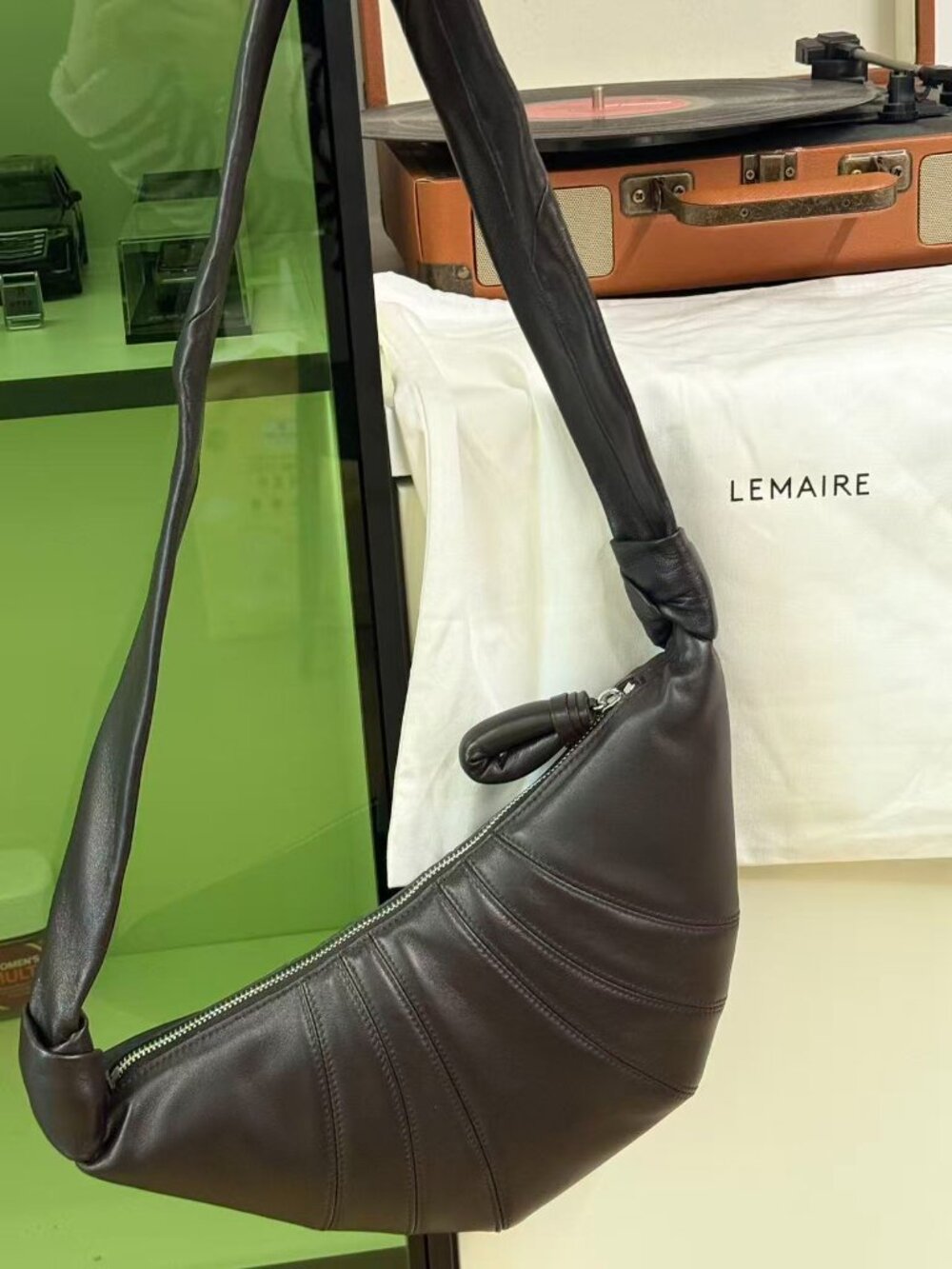 Lemaire Croissant Bag Black Leather Crossbody Shoulder Bag